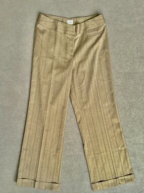 Chico's Cuffed Wide Leg pants mid rise tan striped size 2 or large